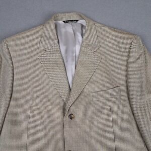 Jack Victor Bamboo Wool Blazer Men's Size 44R Tan Houndstooth Sport Coat Canada